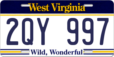 WV license plate 2QY997