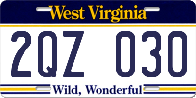 WV license plate 2QZ030