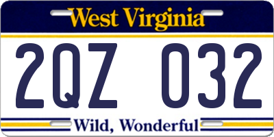 WV license plate 2QZ032