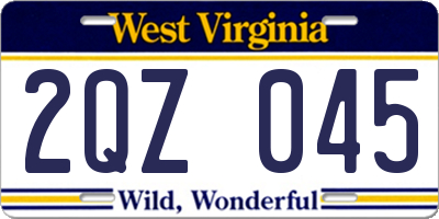 WV license plate 2QZ045