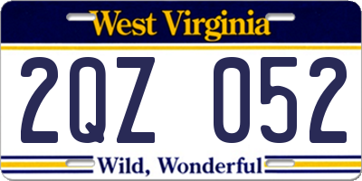 WV license plate 2QZ052