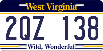 WV license plate 2QZ138