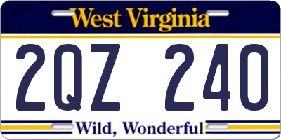 WV license plate 2QZ240