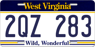 WV license plate 2QZ283