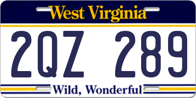WV license plate 2QZ289