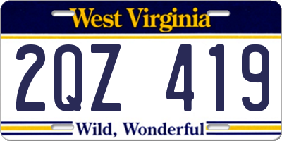 WV license plate 2QZ419