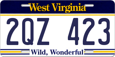 WV license plate 2QZ423