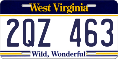 WV license plate 2QZ463