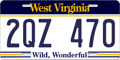 WV license plate 2QZ470