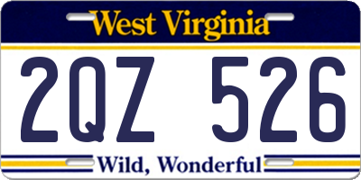WV license plate 2QZ526