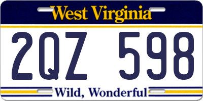 WV license plate 2QZ598