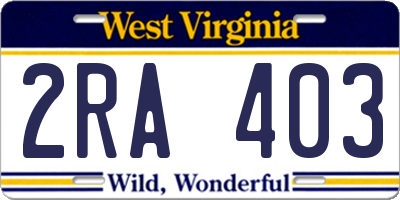 WV license plate 2RA403