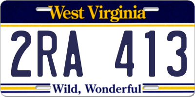 WV license plate 2RA413