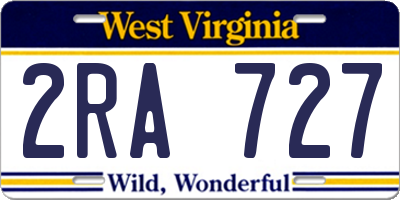 WV license plate 2RA727