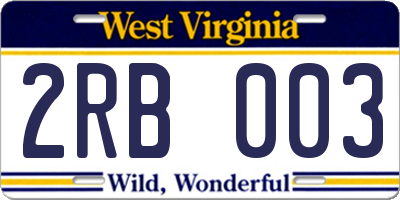 WV license plate 2RB003