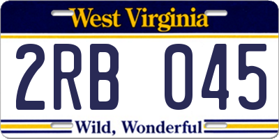 WV license plate 2RB045