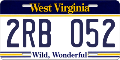 WV license plate 2RB052