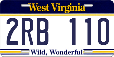 WV license plate 2RB110