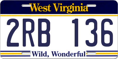 WV license plate 2RB136
