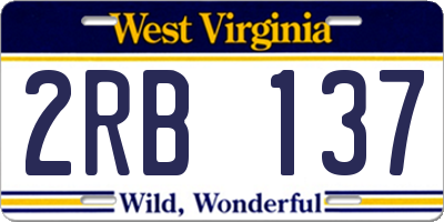 WV license plate 2RB137