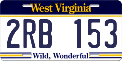 WV license plate 2RB153