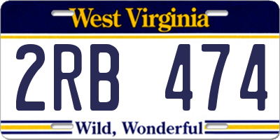 WV license plate 2RB474