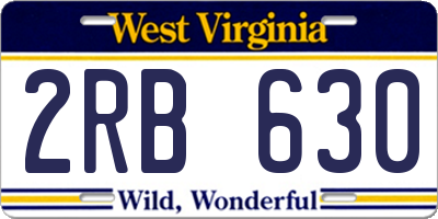 WV license plate 2RB630