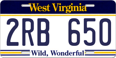 WV license plate 2RB650