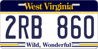 WV license plate 2RB860