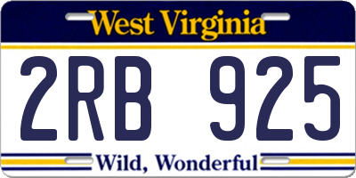 WV license plate 2RB925