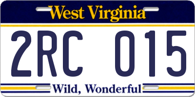 WV license plate 2RC015
