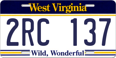 WV license plate 2RC137