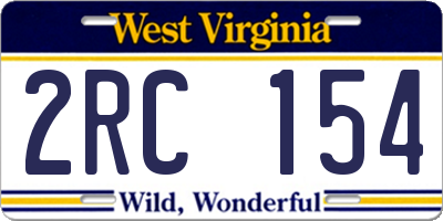 WV license plate 2RC154