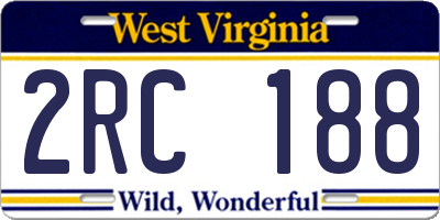 WV license plate 2RC188