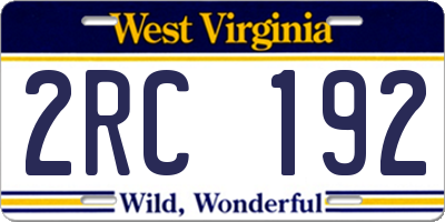 WV license plate 2RC192