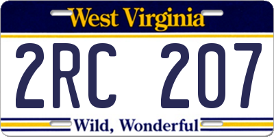 WV license plate 2RC207