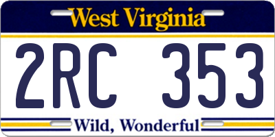 WV license plate 2RC353