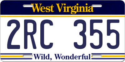 WV license plate 2RC355