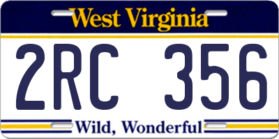 WV license plate 2RC356