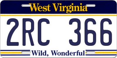 WV license plate 2RC366