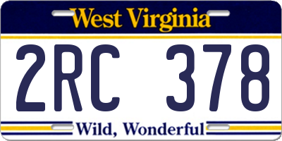 WV license plate 2RC378
