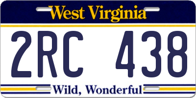 WV license plate 2RC438