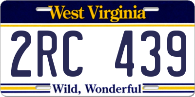 WV license plate 2RC439