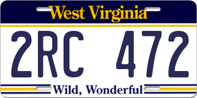 WV license plate 2RC472