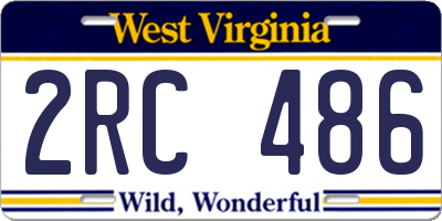 WV license plate 2RC486