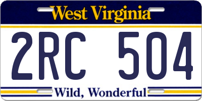 WV license plate 2RC504