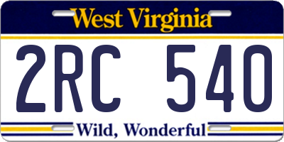 WV license plate 2RC540