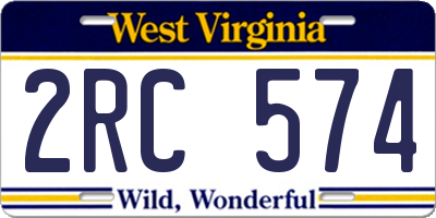 WV license plate 2RC574