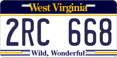 WV license plate 2RC668
