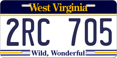 WV license plate 2RC705